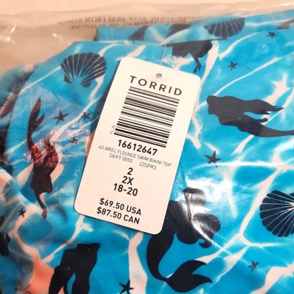 ❤️NWT VINTAGE TORRID SWIM TOP DISNEY PRINCESS ARIEL LITTLE MERMAID PLUS SIZE 2X - Picture 12 of 13